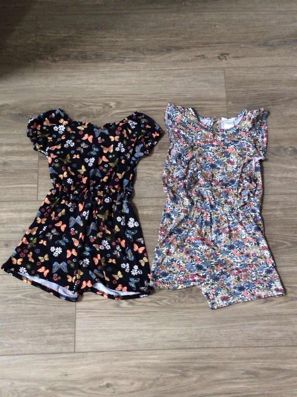 Girls Floral & Butterfly Short Sleeve Romper Set